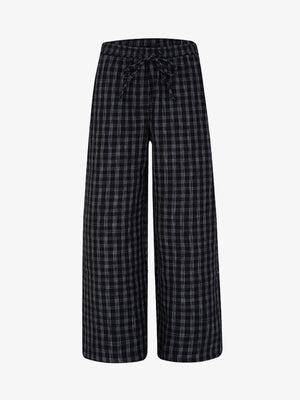 Pleated Plaid Drawstring Pants
