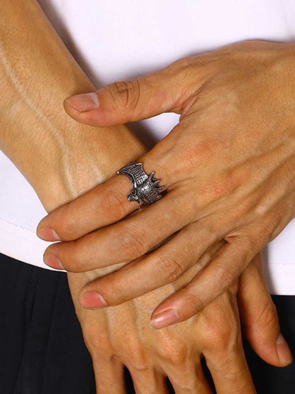 Sterling Silver Bat Animal Ring Gothic Punk Statement Jewelry for Men and Women 