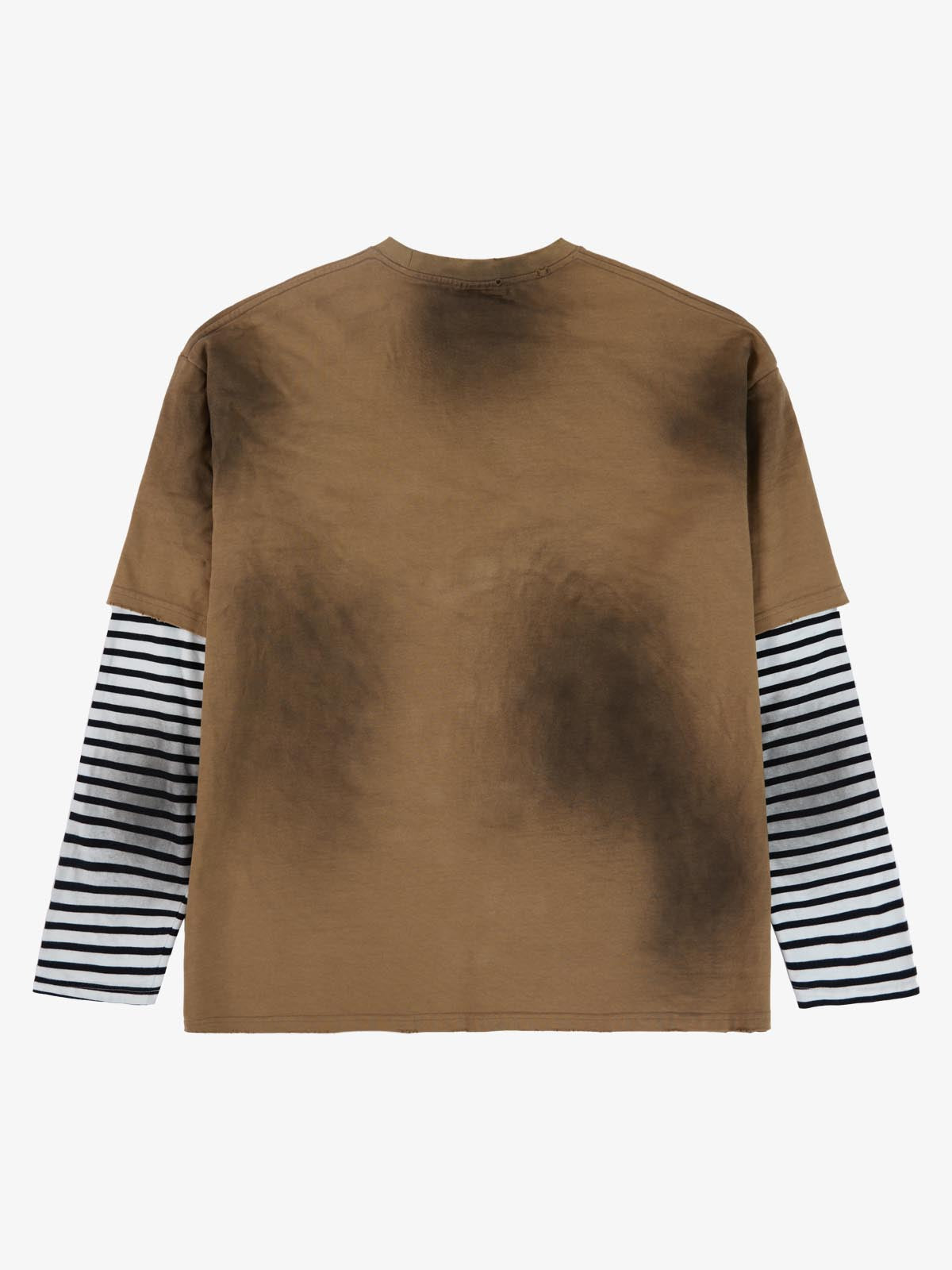 Supermade Distressed Cage Striped Long-Sleeve T-Shirt 