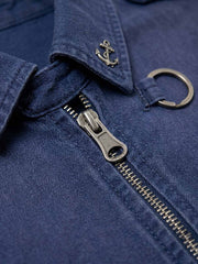 Washed Haze Blue Patch Bomber Jacket; Gray Blue / S, Gray Blue / M, Gray Blue / L, Gray Blue / XL, Gray Blue / 2XL
