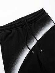 Curved Stripe Zip Hoodie & Wide-Leg Sweatpants Set