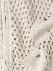 Knit Mesh Studded Boxy Zip-Up Hoodie