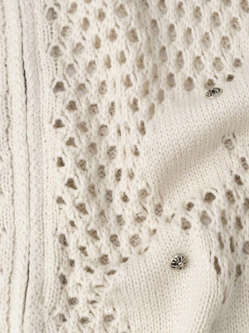 Knit Mesh Studded Boxy Zip-Up Hoodie