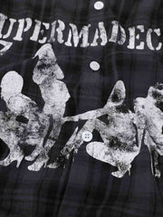 Camicia a maniche lunghe con stampa mimetica e ritratto