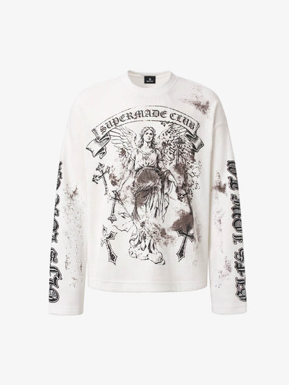 Dark Gothic Letter Print Long-Sleeve T-Shirt