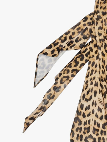 Leopard Cowl Neck Tie-Back Backless Vest