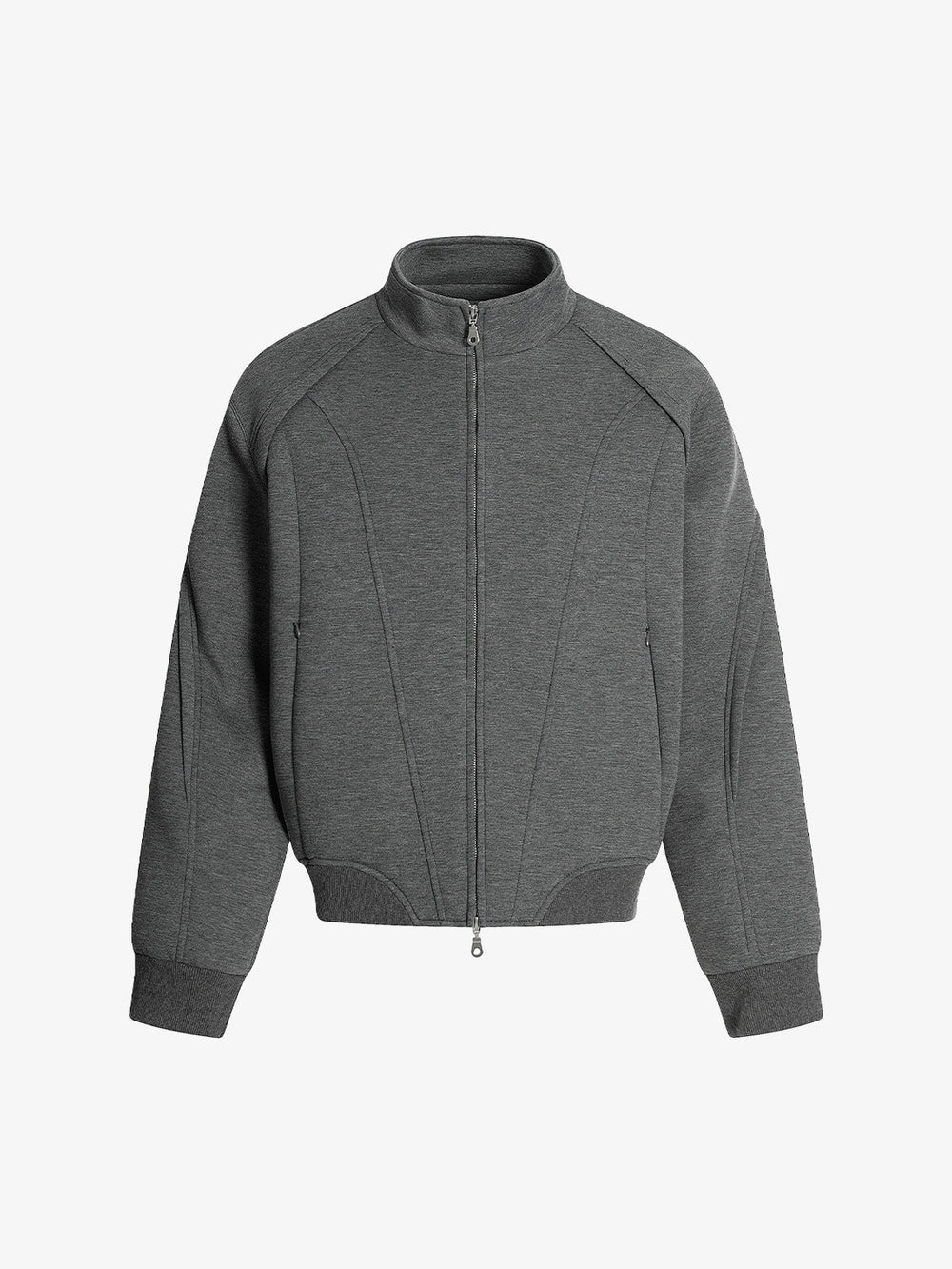 Panel Cut Stand Collar Zip Up Jacket 