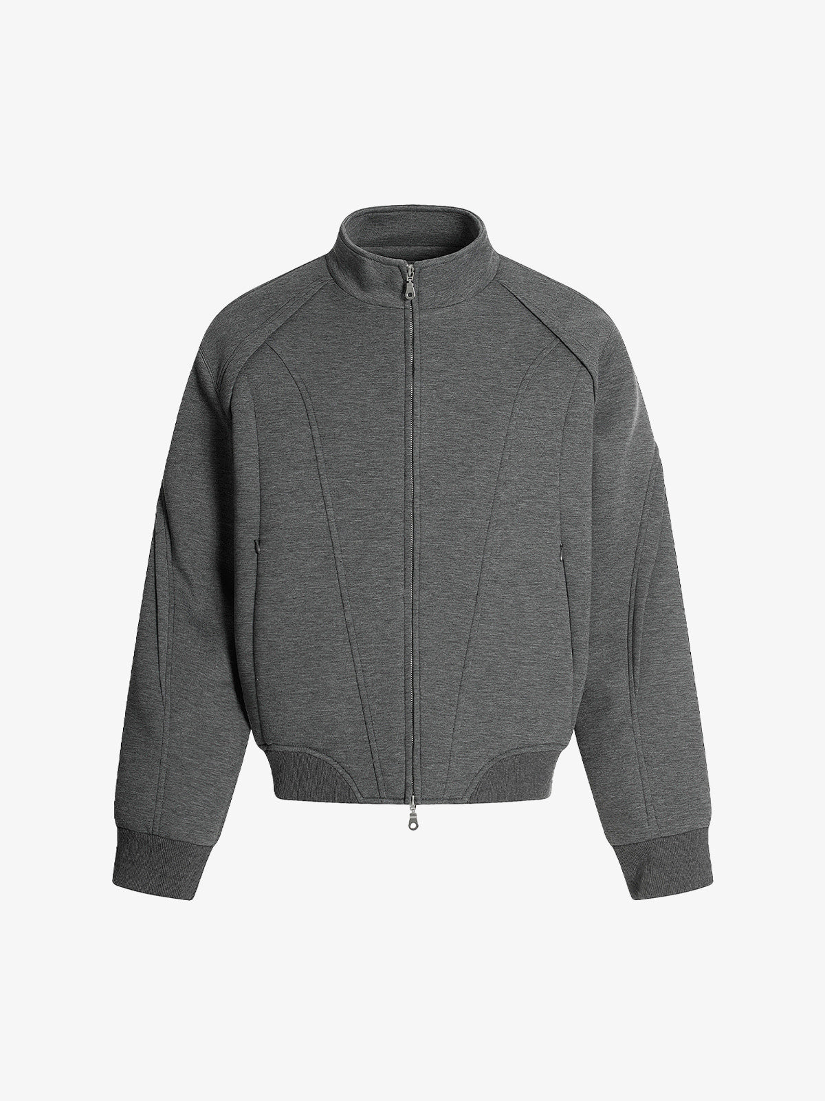 Panel Cut Stand Collar Zip Up Jacket 