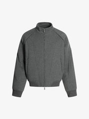 Panel Cut Stand Collar Zip Up Jacket 