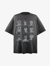 Cotton Oversized Graphic T-Shirt with Vintage Portrait Print for Men Women Streetwear Fashion 