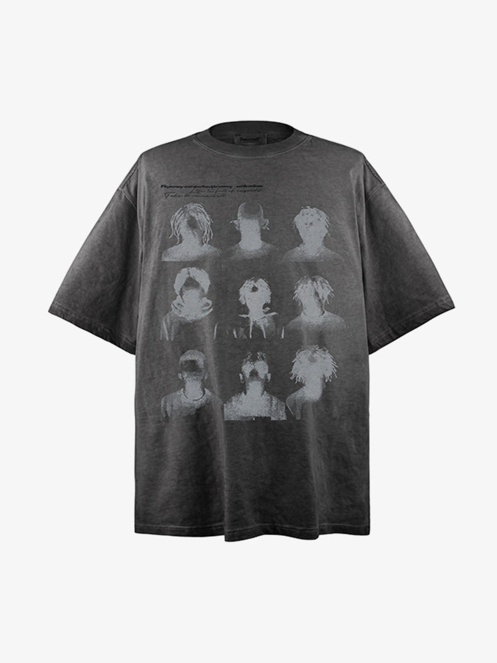 Vintage Washed Shadow Portrait Print T-Shirt 