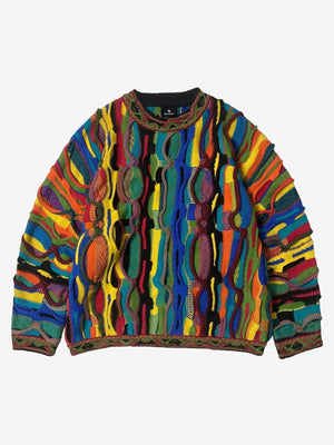 3D Digital Graphic Chunky Knit Crewneck Sweatshirt
