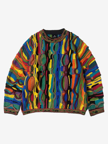 3D Digital Graphic Chunky Knit Crewneck Sweatshirt