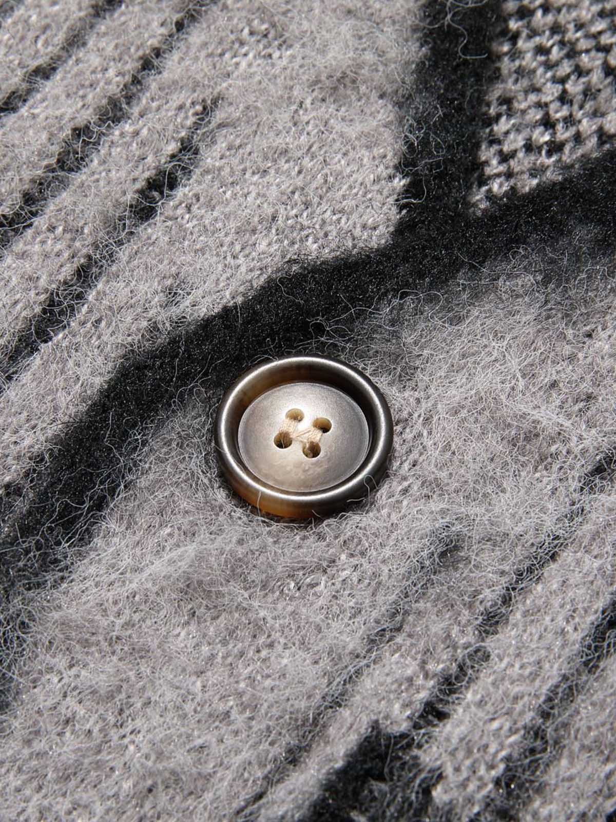 Knitted Fleece Cardigan Irregular Pattern Sweater 
