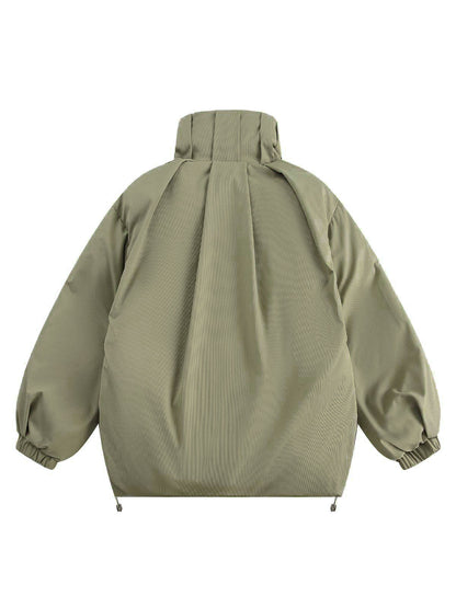Vintage Oversized Pleated Stand Collar Jacket 