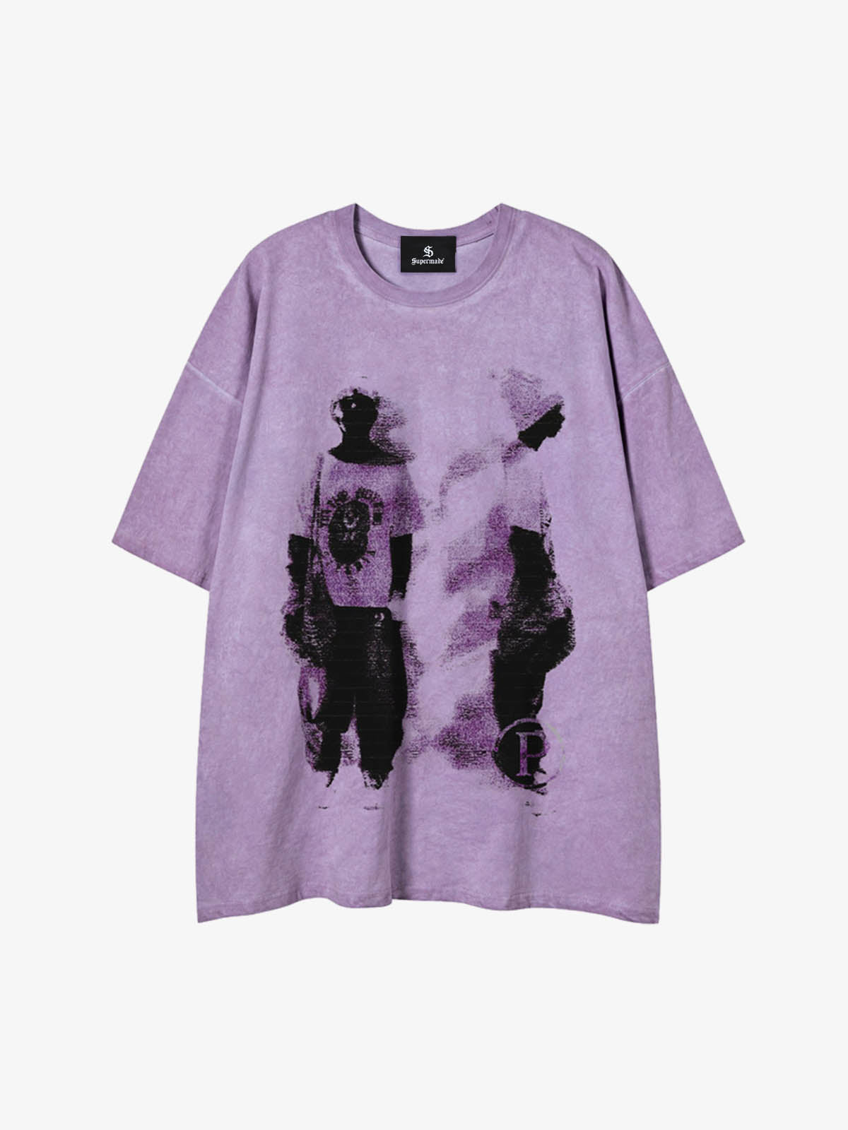 Acid Wash Figure Graphic Oversized T-Shirt 