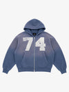 Washed Ombré Number Graphic Zip Hoodie