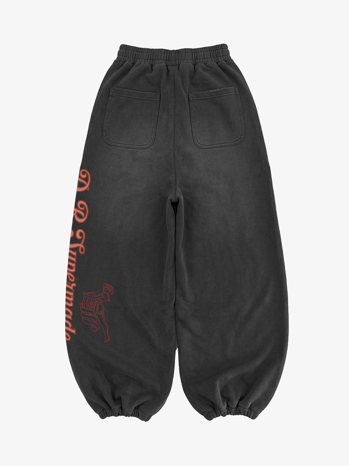 Studded Script Graphic Curved-Leg Sweatpants