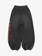 Studded Script Graphic Curved-Leg Sweatpants