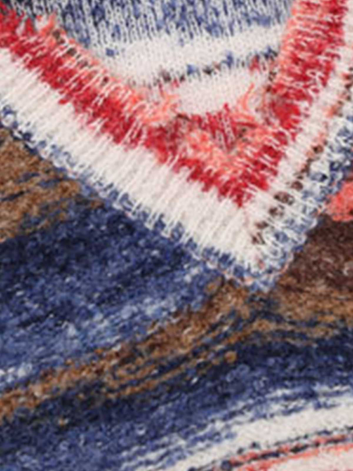 Frayed Edge Striped V Neck Knit Vest