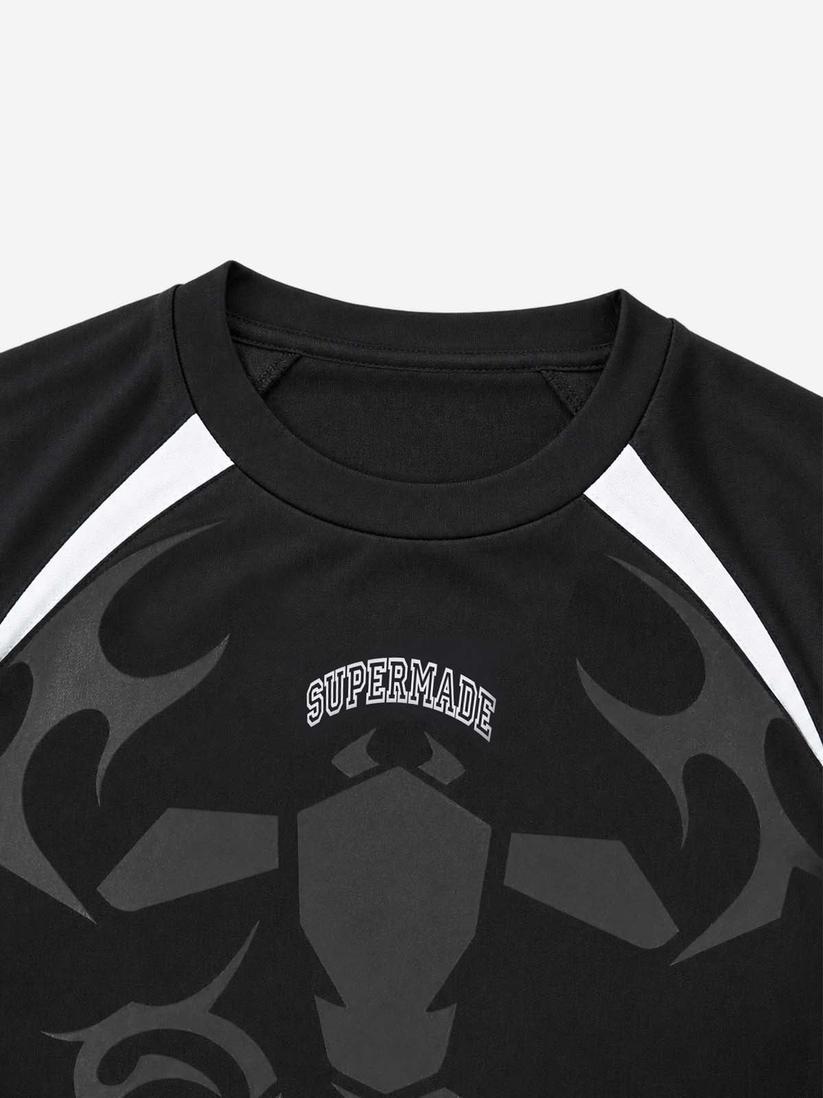 Digital Badge Color Block Sports Long Sleeve Tee