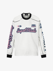 Supermade Jersey Graffiti Letter Long Sleeve T-Shirt 