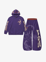 Scorpion Skeleton Graphic Hoodie & Wide-Leg Sweatpants Set