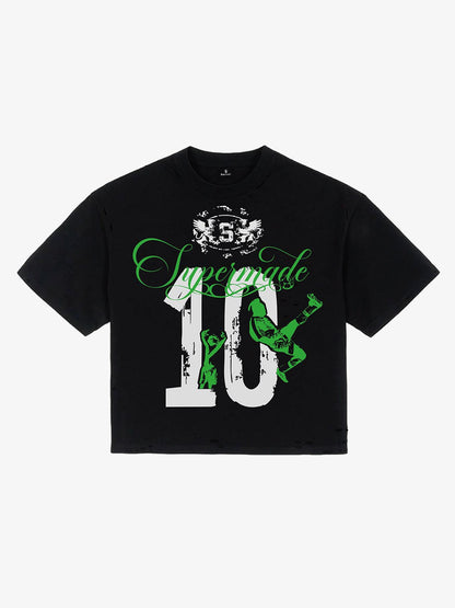 Short Distressed Letter 10 T-shirt 