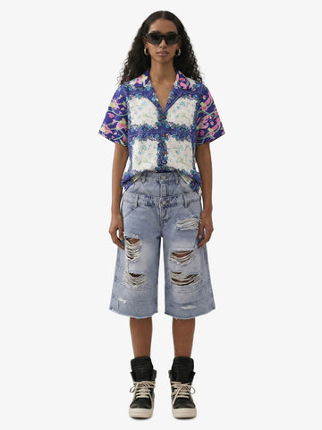French Tulip Tile Camp Collar Boxy Shirt 