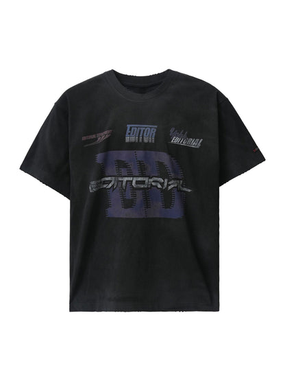 Thesupermade Dirty Wash Heavy Print Street Rap T-Shirt - 2392 
