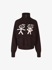 Stick Figure Jacquard Cardigan