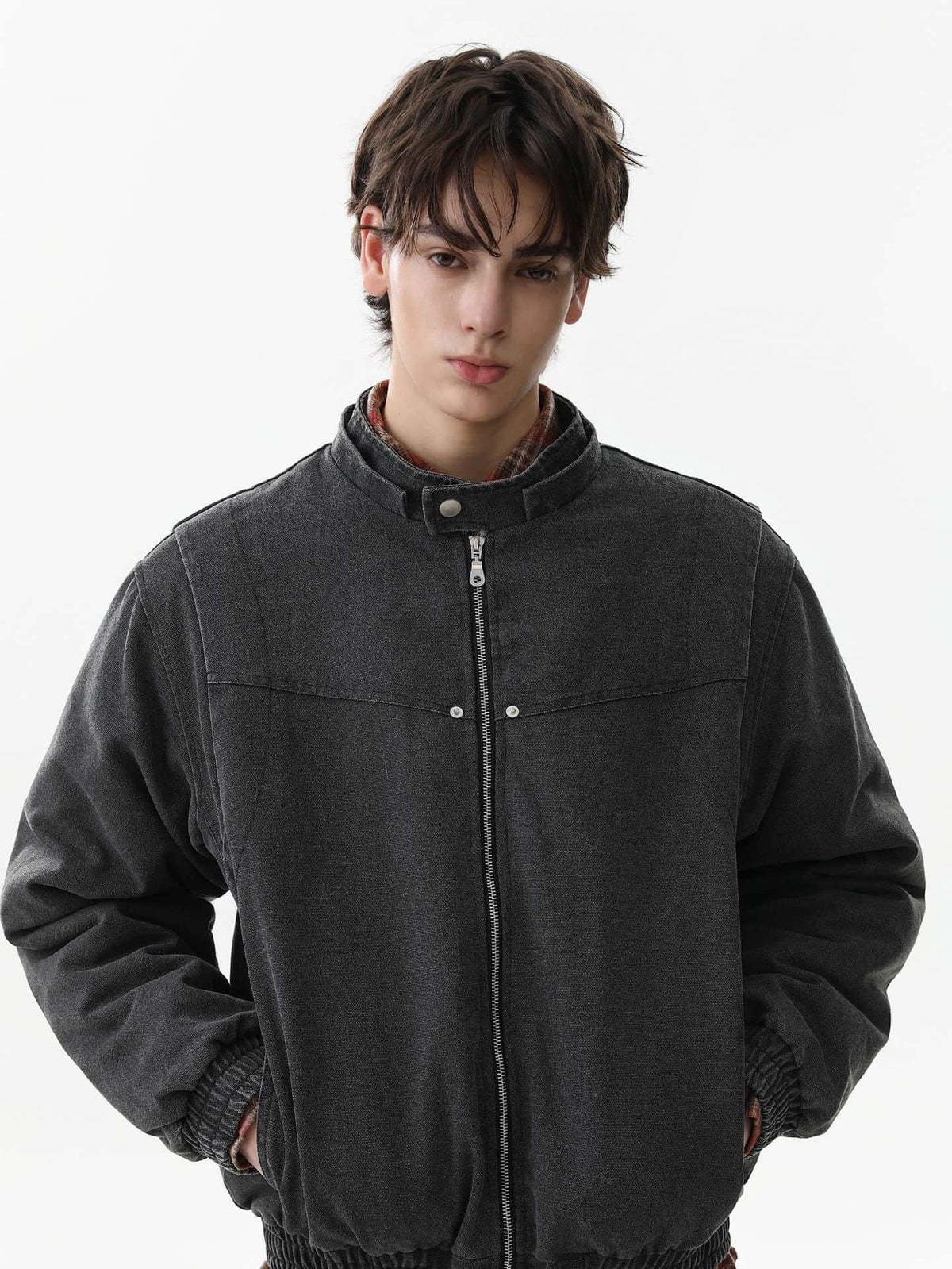 Street Outdoor Detachable Fur Collar Fleece Hooded Padded Jacket 