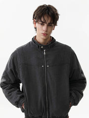 Street Outdoor Detachable Fur Collar Fleece Hooded Padded Jacket 