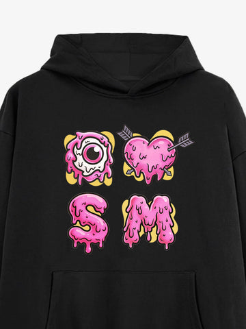 Street Dripping Letter Eyeball Graffiti Hoodie 