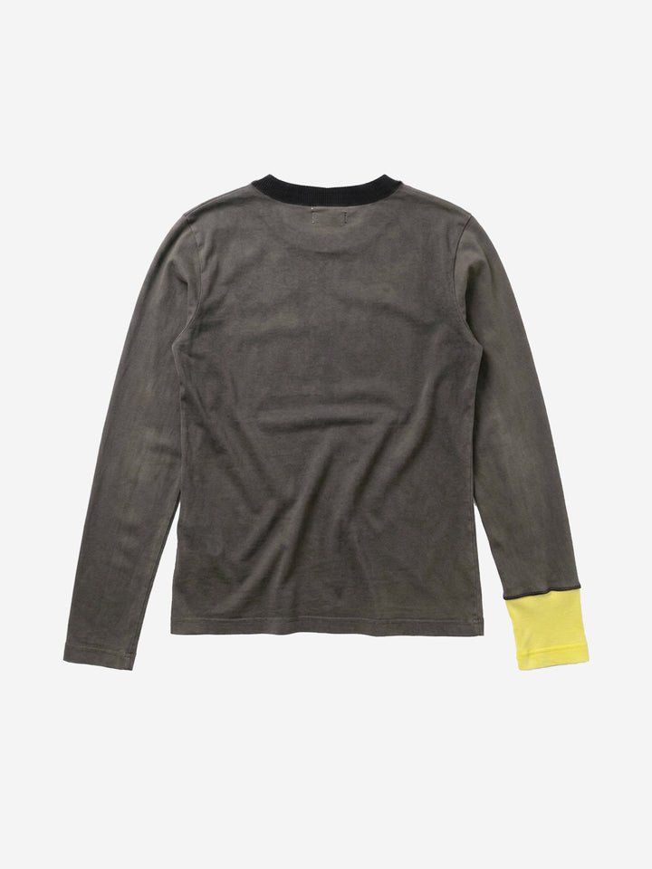 SUPM Portrait Graphic Distressed Long Sleeve Tee; Charcoal / S, Charcoal / M, Charcoal / L, Charcoal / XL, Charcoal / 2XL