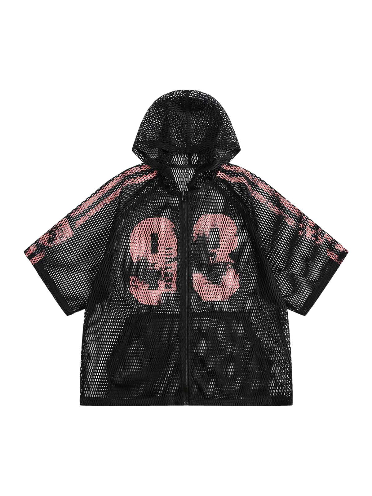 Breathable Mesh Hooded Snake Print Jersey T-shirt
