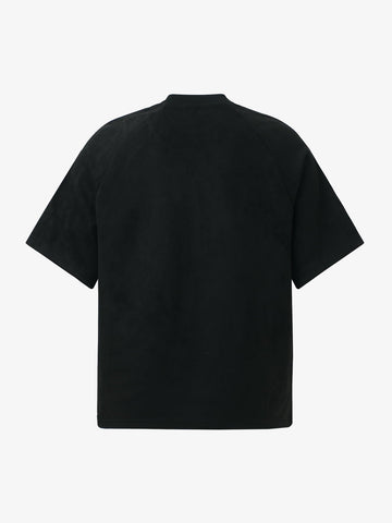 Suede Panel Embroidered Logo Short Sleeve T-Shirt 