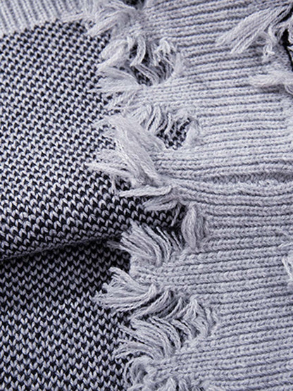 Raw Edge Damaged Dirty Dyed Niche  Sweatshirt 