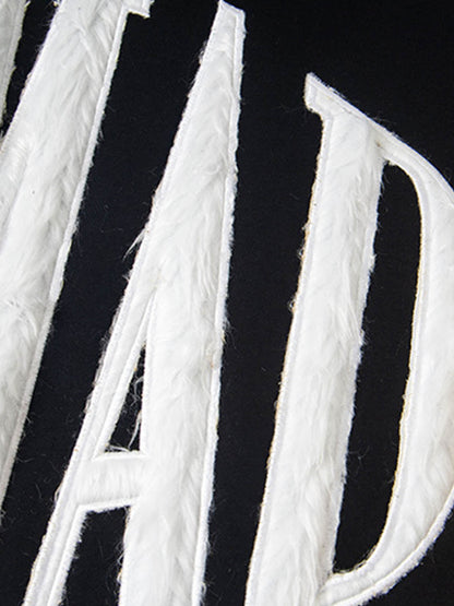 Retro Chenille Lettering Fleece Hoodie 