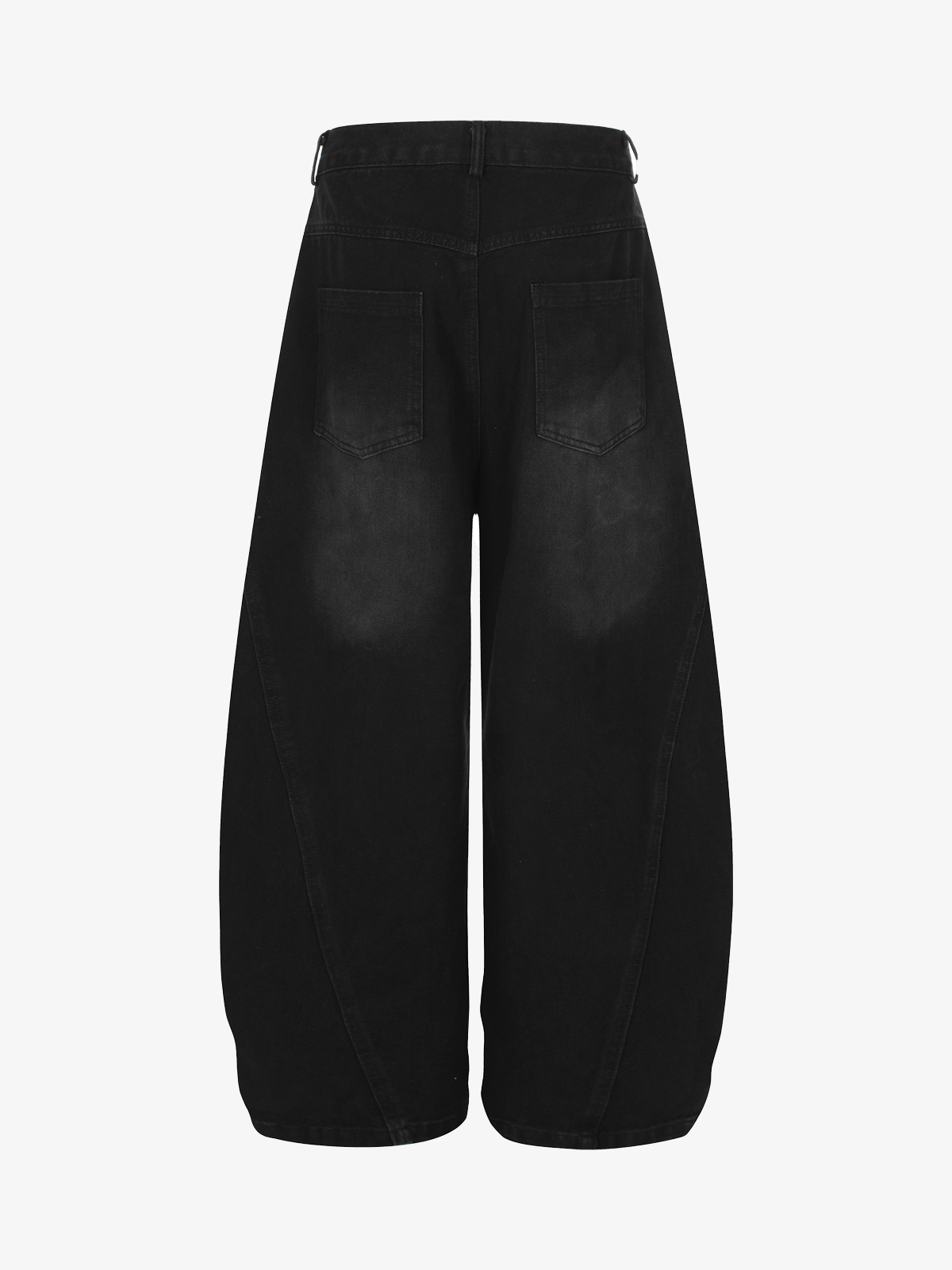 Leopard Hem Washed Curved-Leg Jeans