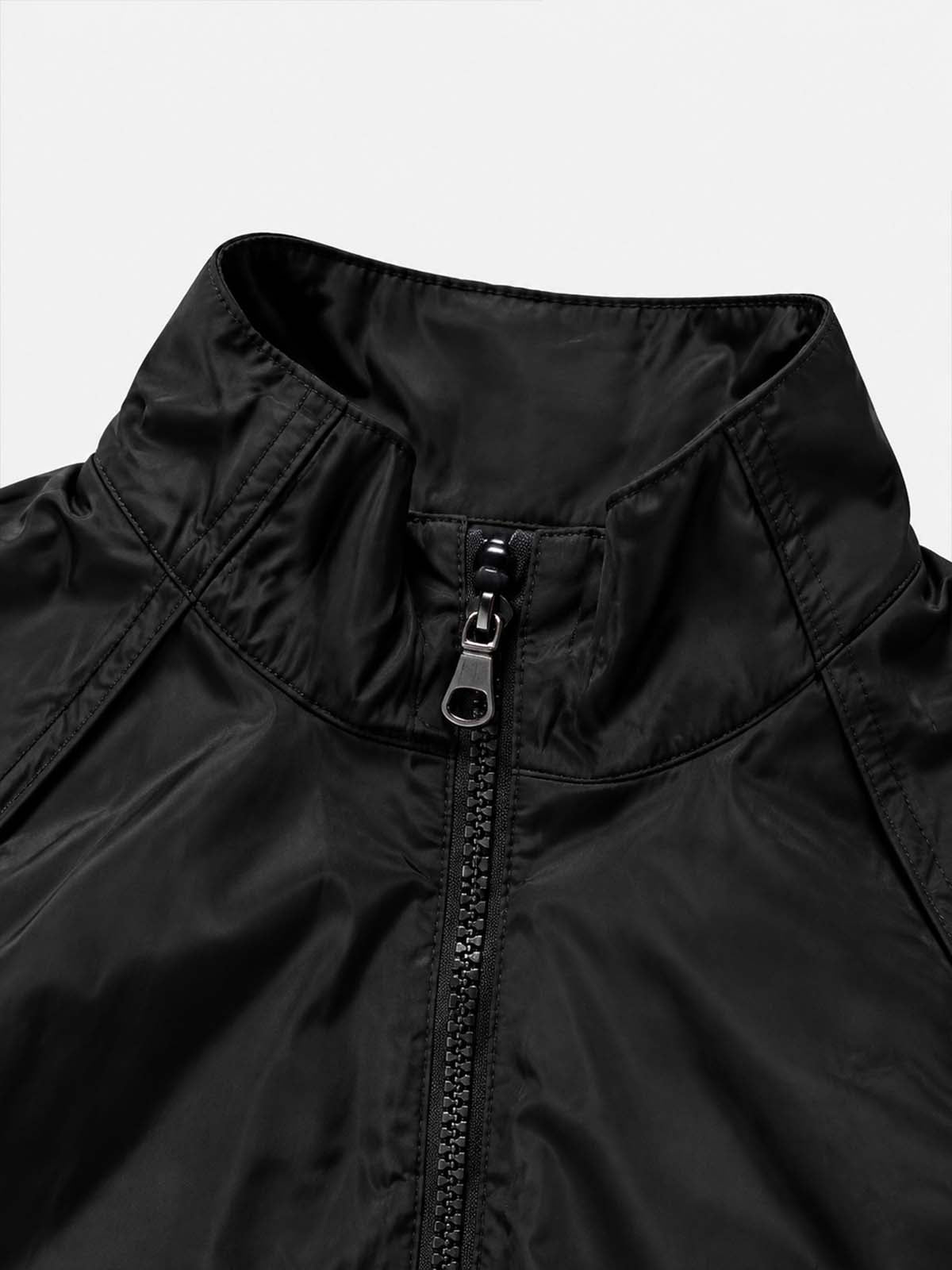 Embroidered Cropped Windbreaker Jacket & Relaxed Pants Set