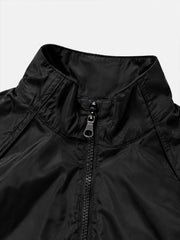 Embroidered Cropped Windbreaker Jacket & Relaxed Pants Set