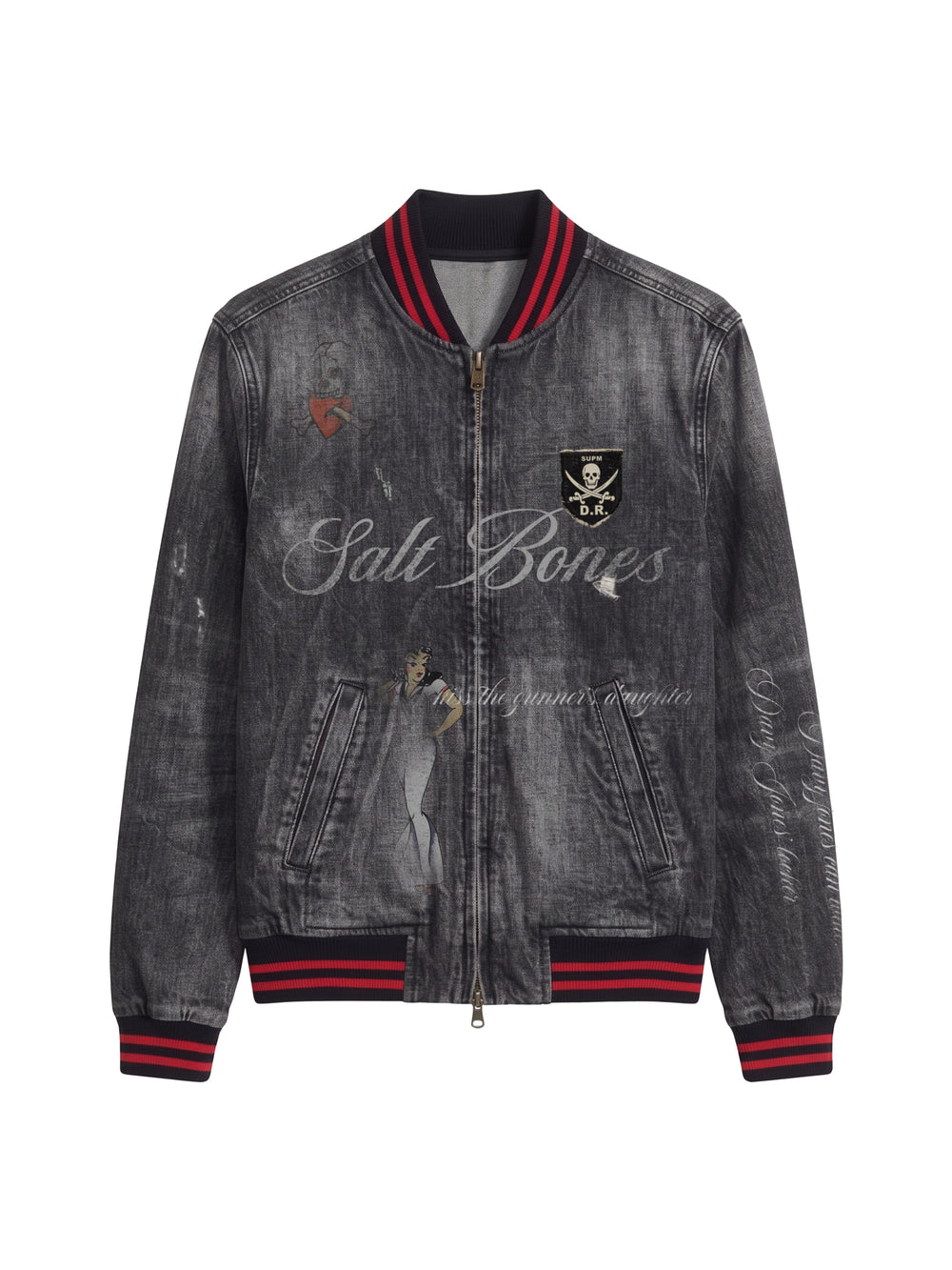 Salt Bones Graphic Washed Denim Jacket