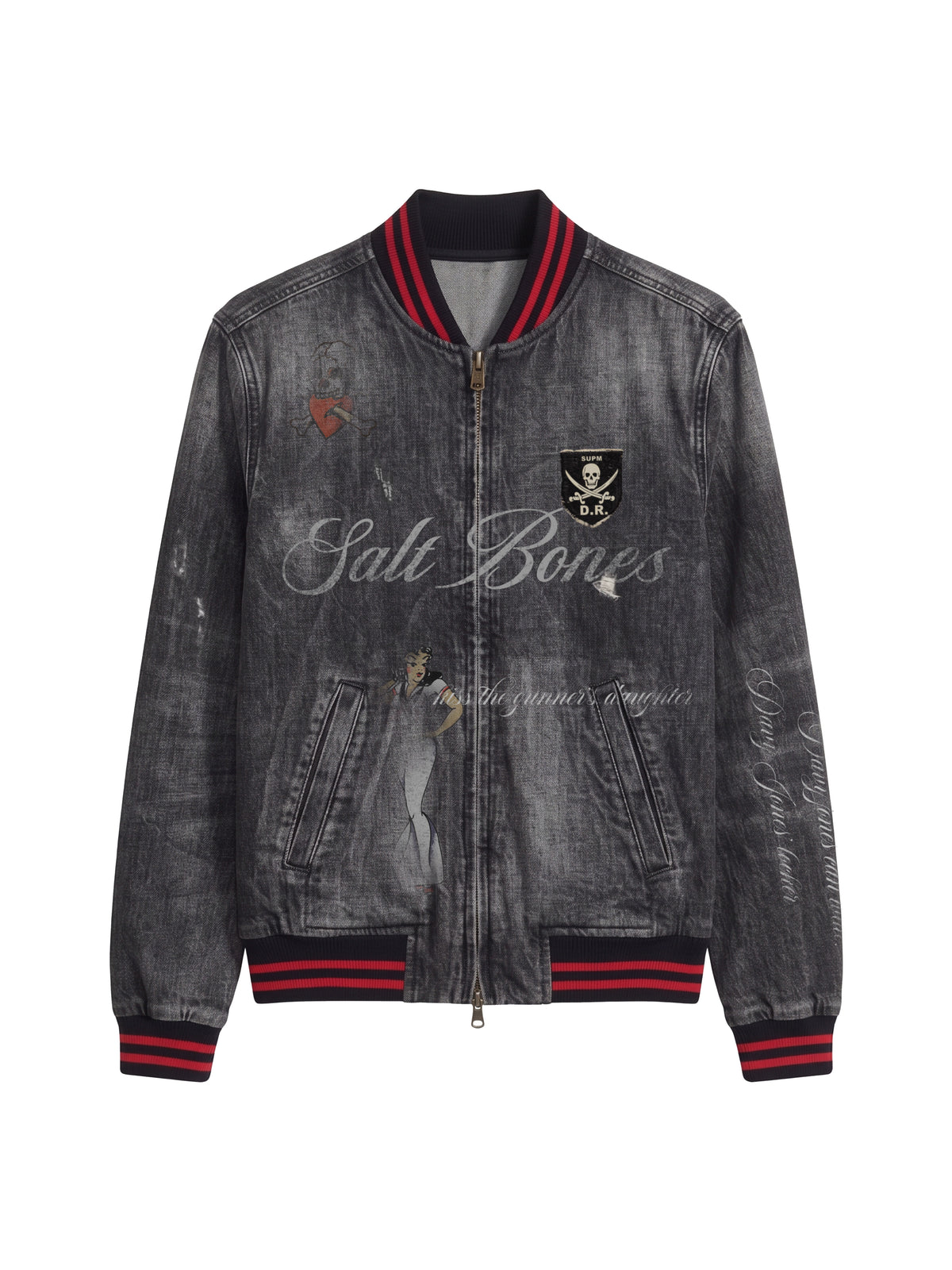 Salt Bones Graphic Washed Denim Jacket