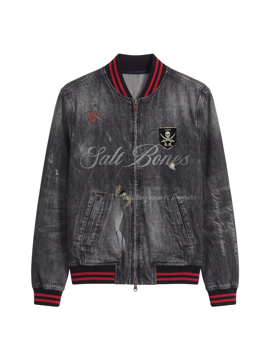 Salt Bones Graphic Washed Denim Jacket