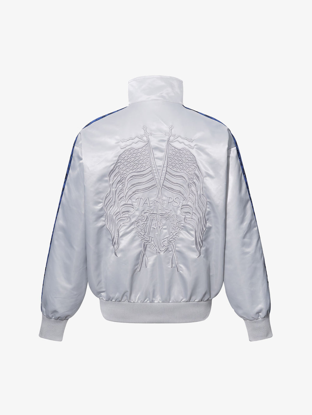 Butterfly Embroidered Leopard-Trim Satin Zip Jacket