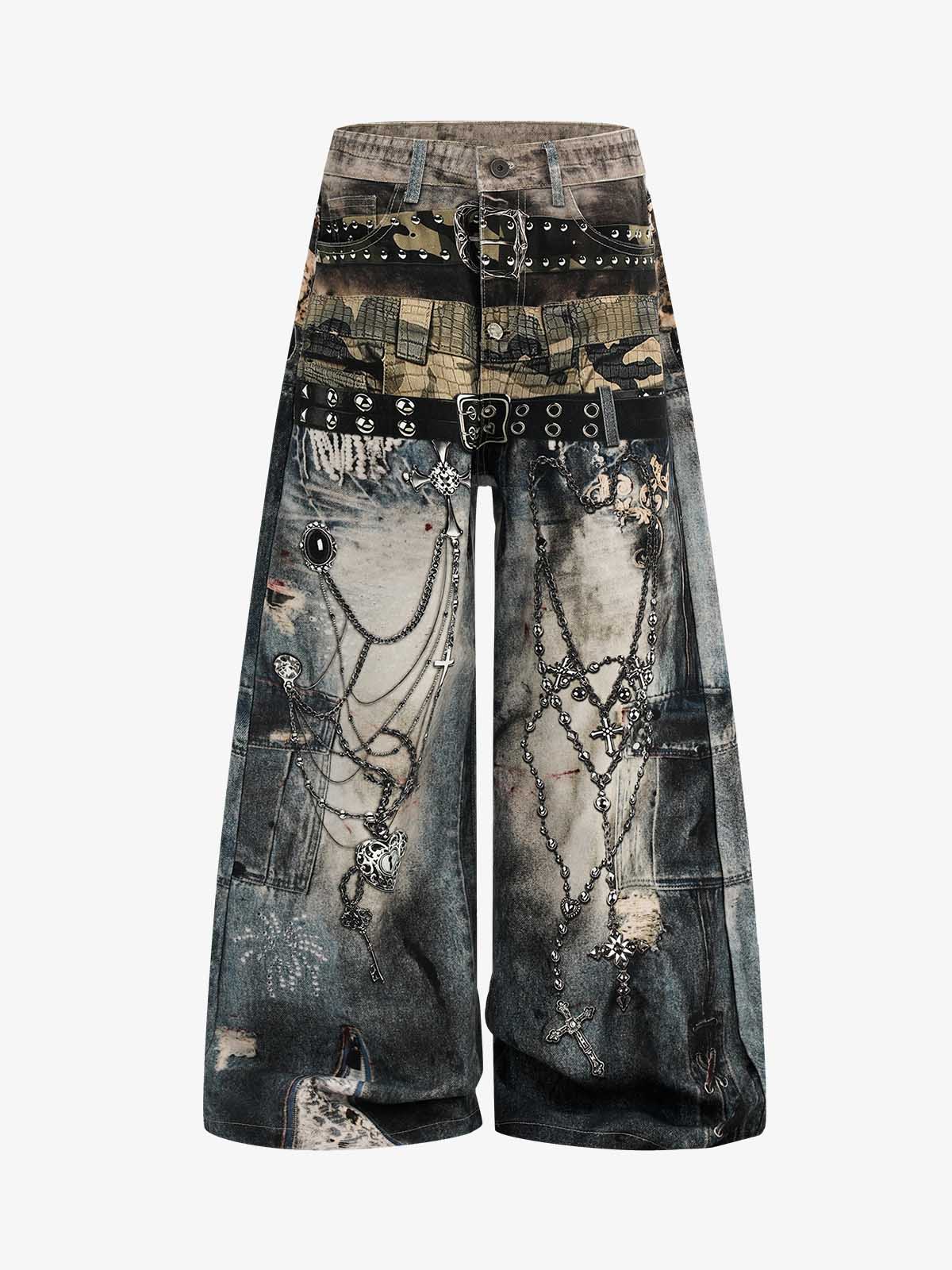 Jeans desgastados con impresión 3D