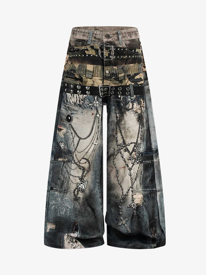 Jeans desgastados con impresión 3D