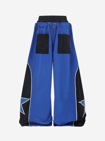 Star Color Block Double-Waist Paratrooper Pants