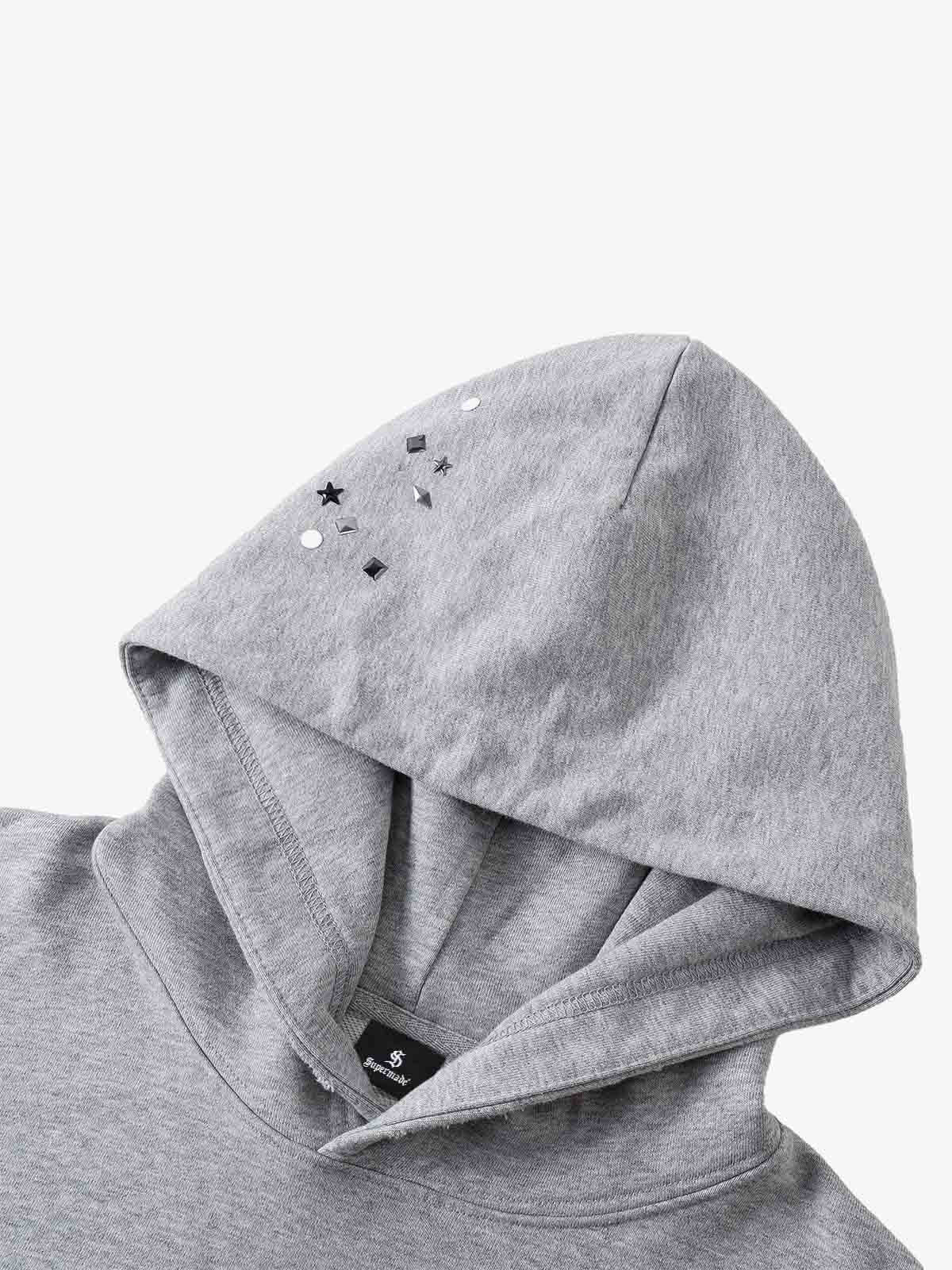 Metal Stud Detail Boxy Fit Hoodie